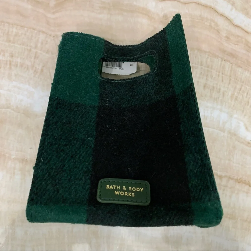 [5x$25] ⭐️ BBW Green Plaid Reusable Gift Bag Bath & Body Works Holiday NWT